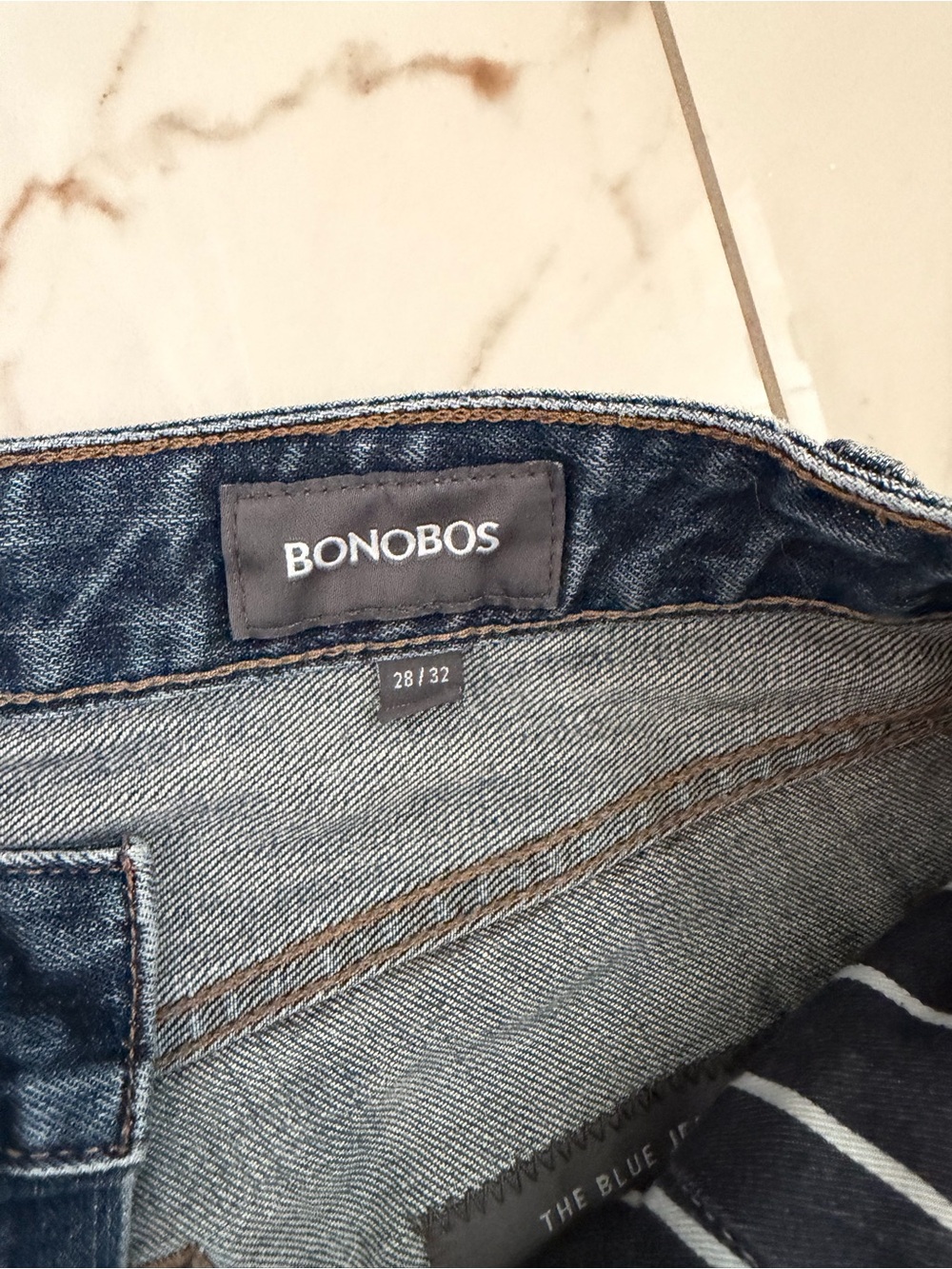 Bonobos men’s blue straight Jeans with some paint stains 28x32